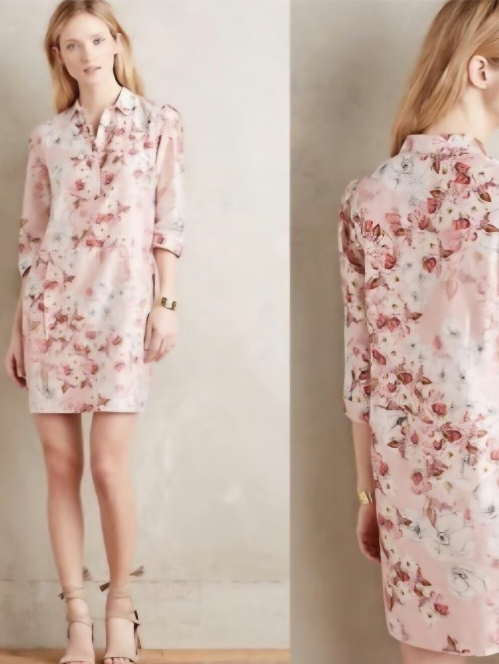 Varun Bahl Anthropologie Light Pink Shirt Dress Rose Medium M